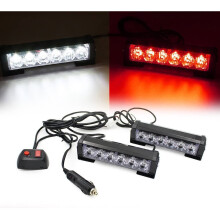 (Red+White) LED 9 Modes Car Truck Vehicle Emergency Hazard Warning Strobe Flash Lights For Interior Roof/Dash/Windshield/Grille/Deck