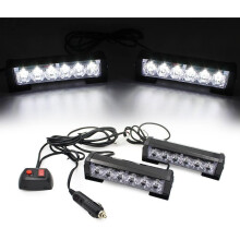 (White) LED 9 Modes Car Truck Vehicle Emergency Hazard Warning Strobe Flash Lights For Interior Roof/Dash/Windshield/Grille/Deck