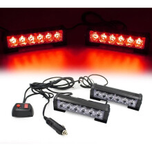(Red) LED 9 Modes Car Truck Vehicle Emergency Hazard Warning Strobe Flash Lights For Interior Roof/Dash/Windshield/Grille/Deck
