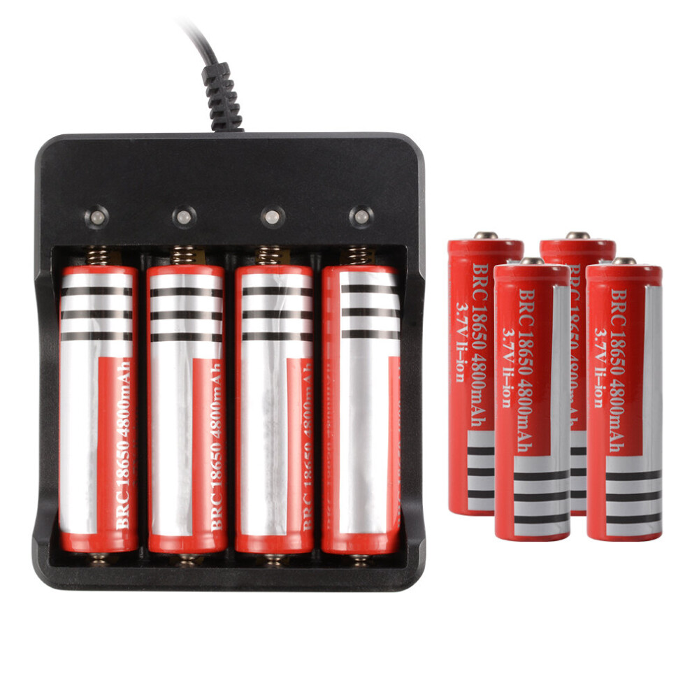 4 X 18650 Li-Ion Battery Pack 3.7V 4800Mah+4 Slots Charger For Flashlights Bc862 7381457031124