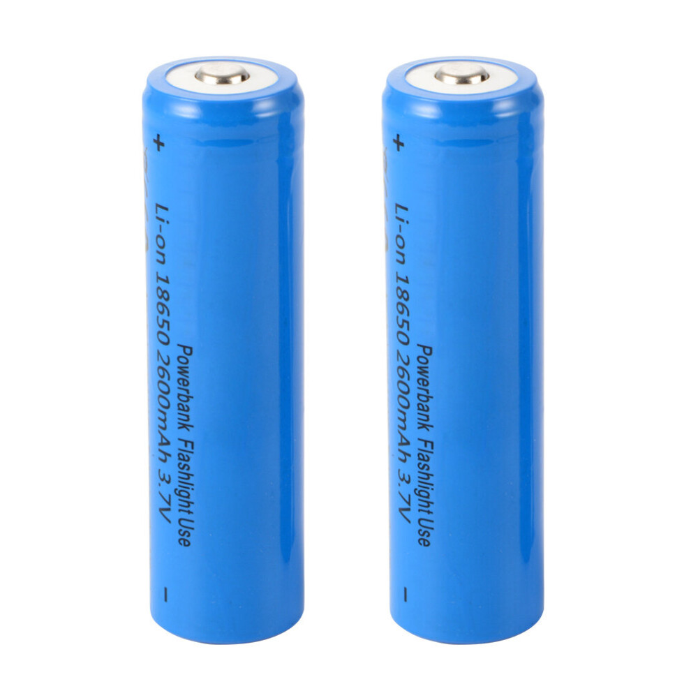 Jardiboutique 2Pcs 18650 Rechargeable Battery 3.7V 2600Mah For Flashlight Headlamp Bc816 Blue