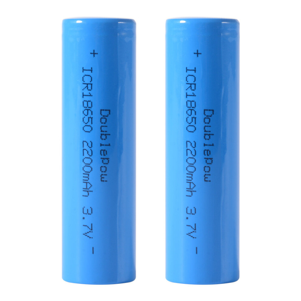 2PCS 18650 Rechargeable Li-ion Battery 3.7V 2200mAh Lithium Cells Flat Top BC874