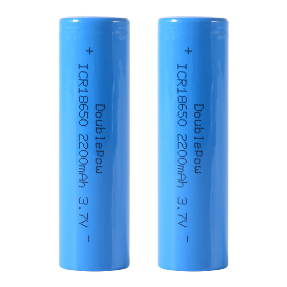 2Pcs 18650 Rechargeable Li-Ion Battery 3.7V 2200Mah Lithium Cells Flat Top Bc874 7381457031148
