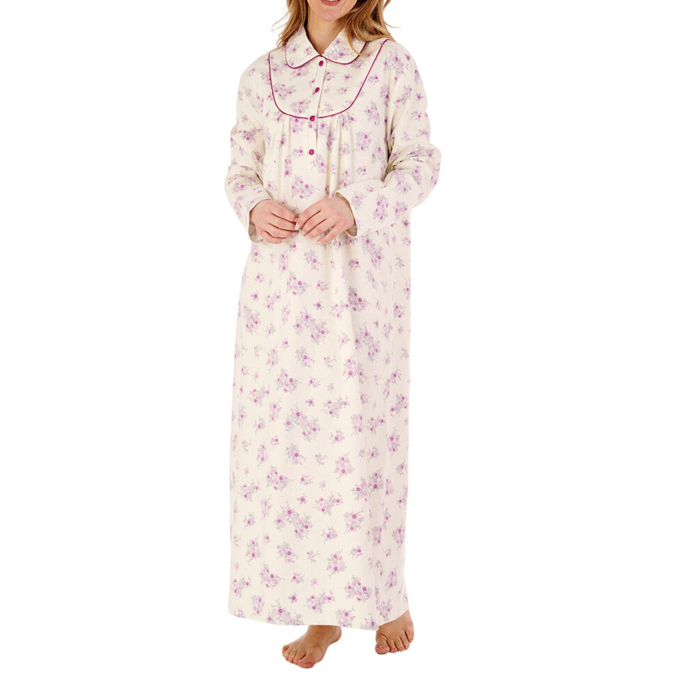 (Cream, 24/26) Slenderella ND88212 Women's Floral Cotton Nightdress