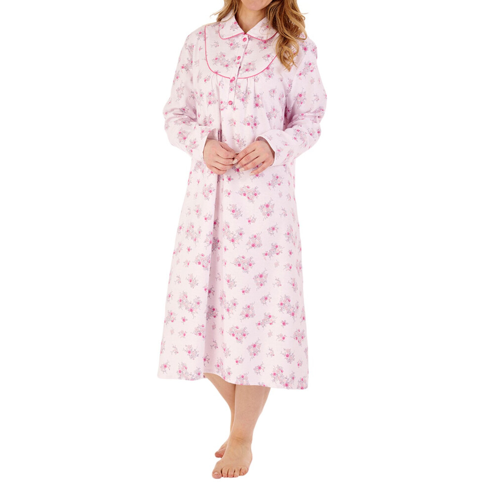 (Cream, 24/26) Slenderella ND88211 Women's Floral Cotton Nightdress