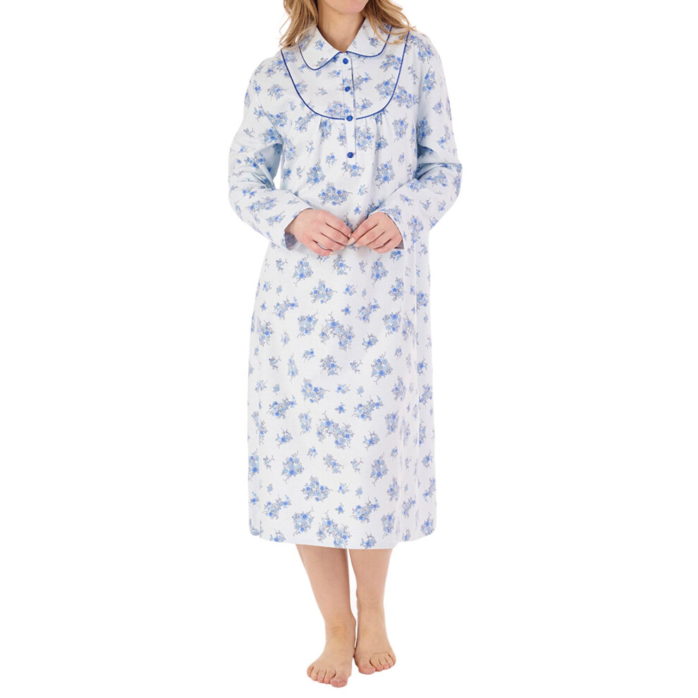 (Blue, 28/30) Slenderella ND88211 Women's Floral Cotton Nightdress