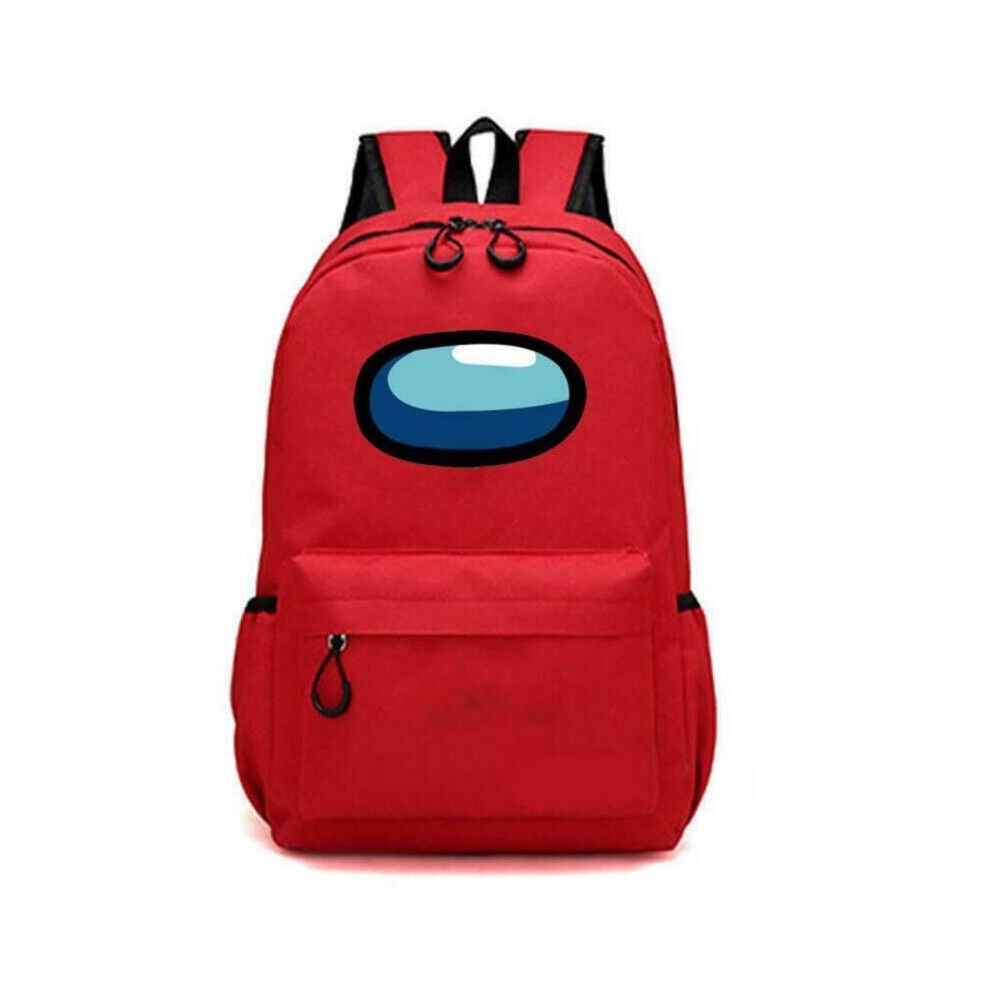 (Red) Among Us Game Shoulder Backpack With Chain Boys Girls School Bag Travel Rucksack