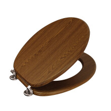 (Walnut) Wooden Toilet Seat Adjustable Stainless Steel Hinges
