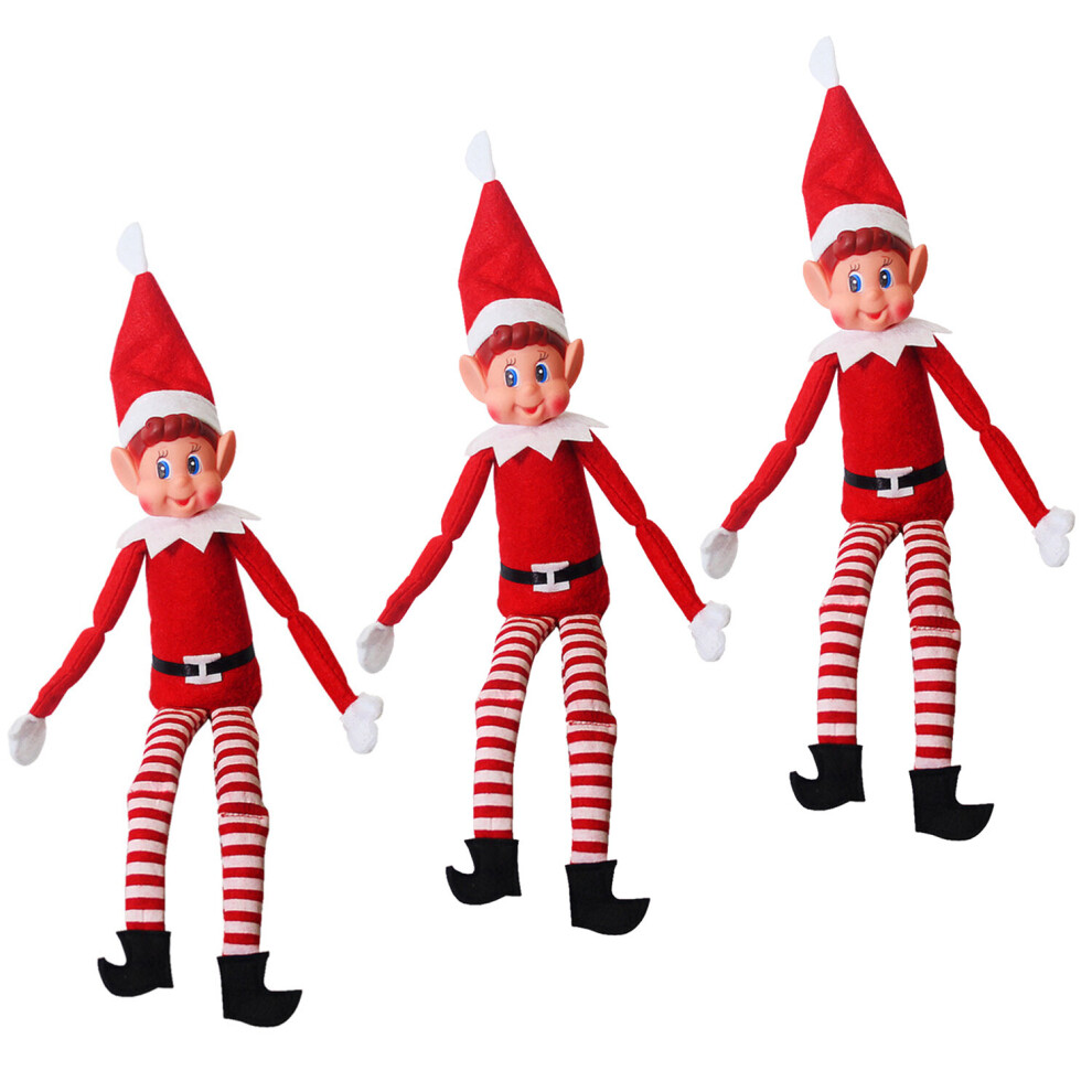 (3) Christmas Elf Sitting On A Shelf Tree Decoration Plush Toys Home Holiday Season