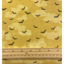 Fat Quarter Spooky Halloween Batty Bats On Gold 100% Cotton Quilting Fabric