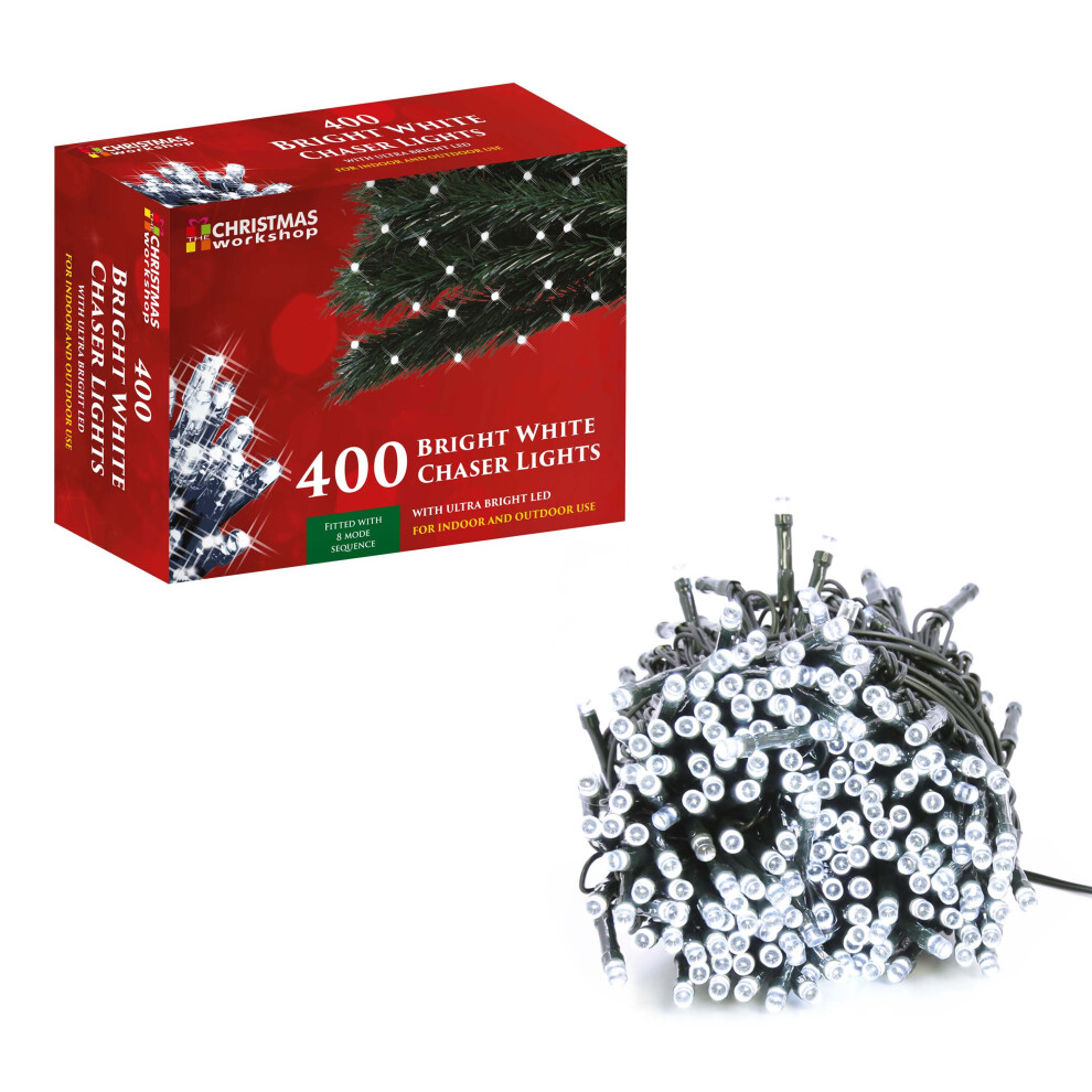 The Christmas Workshop 76120 400 LED Bright White Chaser Christmas Lights