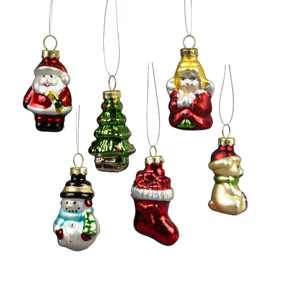 Sass & Belle 5 Glitzy Mini Christmas Character Shaped Tree Decoration Bauble