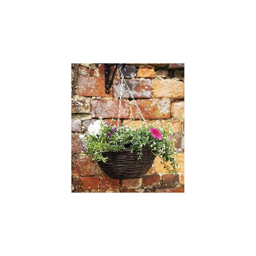 14" Rattan Hanging Basket, Wicker Planter Hanging Basket