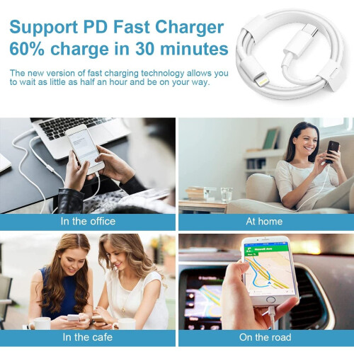 USB-C to Lightning Cable For Apple iPhone - 1m 1