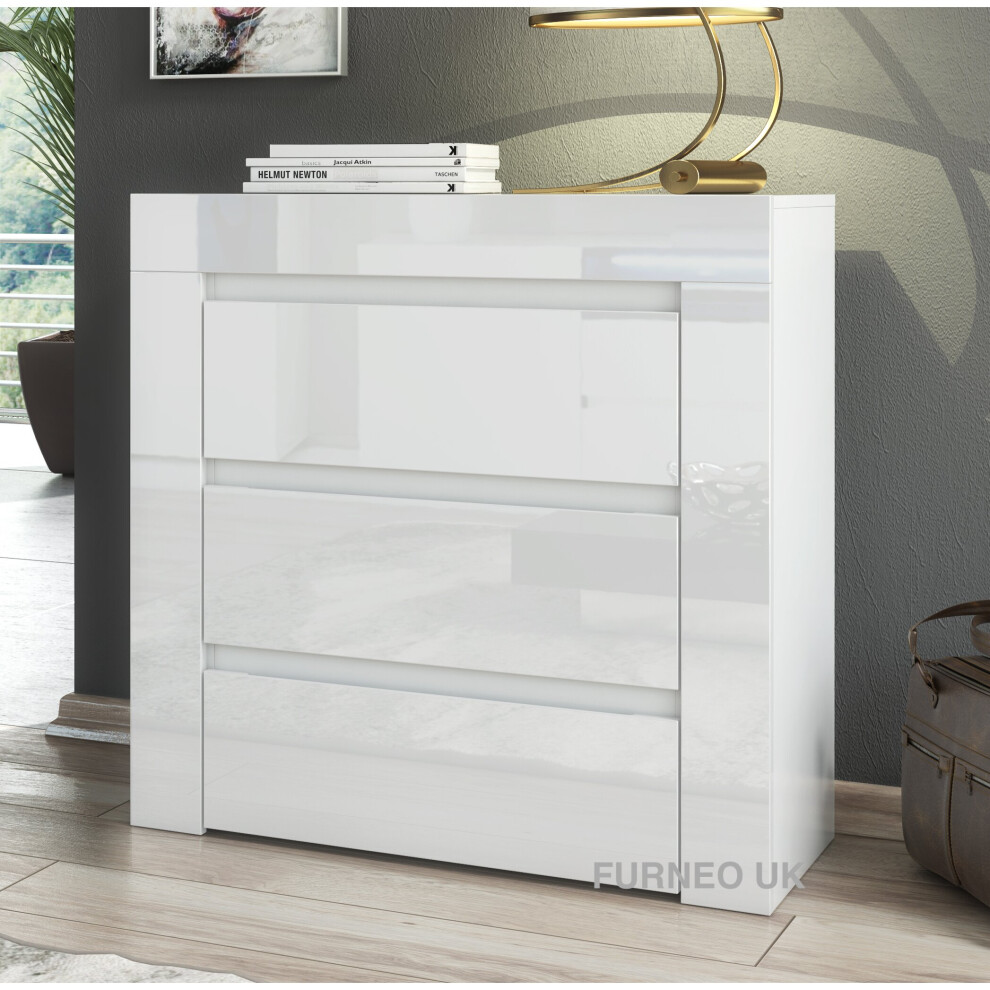 Modern White 3 Drawer Chest of Drawers Cabinet Storage Gloss & Matt Clifton15