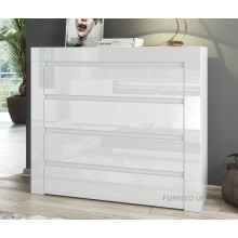 Modern White 4-Drawer Chest Clifton17 - Gloss Fronts, Matte Body, 116x105x40 cm