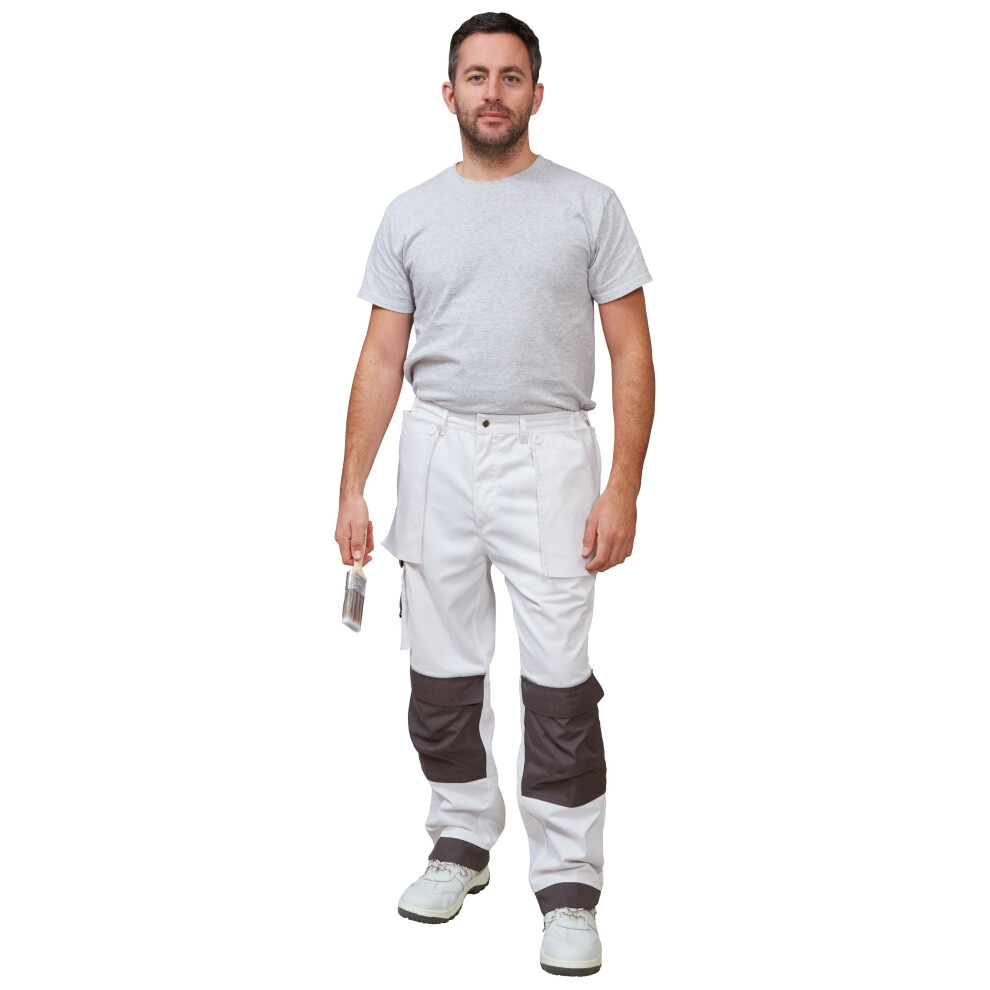 (38) Prodec Advance Work Trousers Pants White Grey
