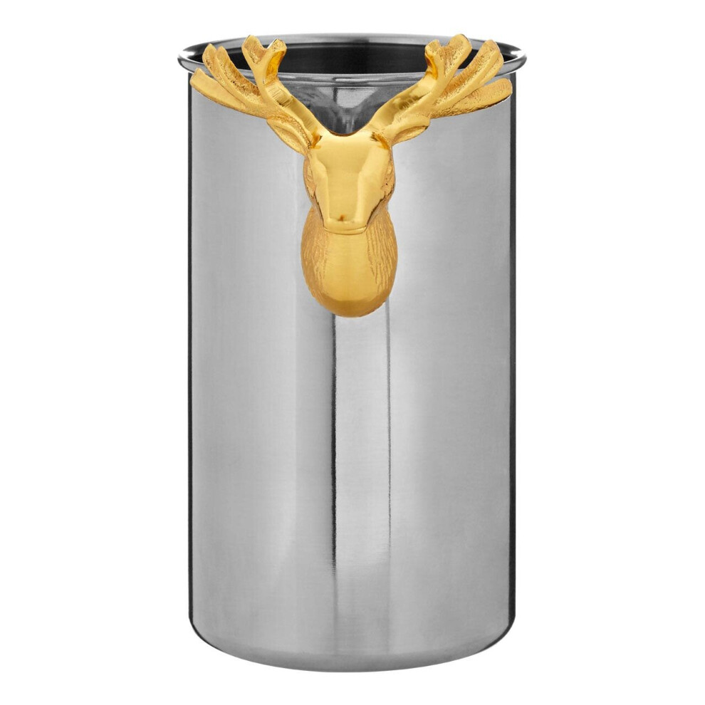 Premier Housewares Wine Bucket Silver Drinks Cooler Stainless Steel Wine Bottle Cooler Champagne Buckets With Handle Wine Cooler Bucket 11 x 18 x 11