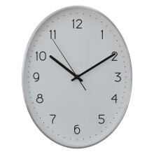 Oval Wall Clock With Silver Finish, Durable Construction Wall Clock For Kitchen, Versatile Clock For Outdoor