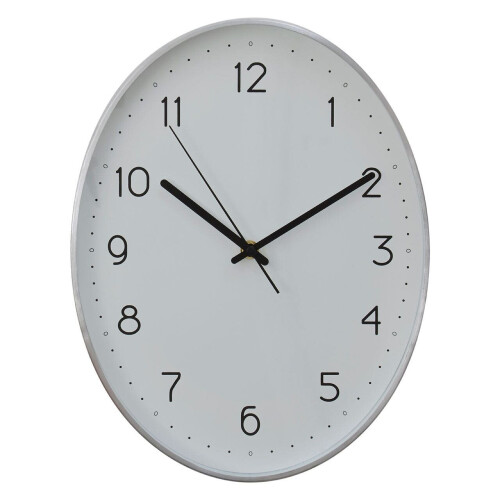 Premier Housewares Oval Wall Clock With Silver Finish, Durable Construction Wall Clock For Kitchen, Versatile Clock For Outdoor