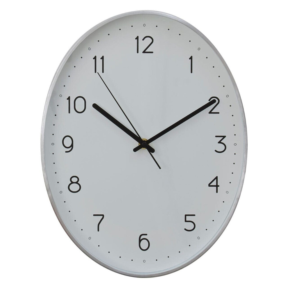 Premier Housewares Oval Wall Clock With Finish, Durable Construction Wall Clock For Kitchen, Versatile Clock For Outdoor Silver