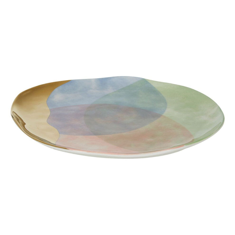 Premier Housewares Luxe Porcelain Dinner Plate With Accent,Hand-Painted Dinnerware Plate,Ceramic Plate For Side Dishes Gold