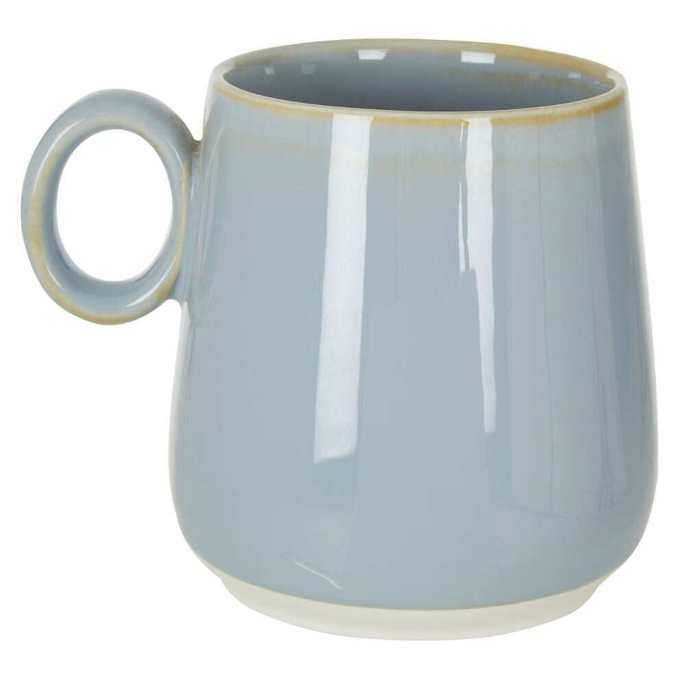Premier Housewares Luxe Glazed Finish Mug,Porcelain Coffee Cup With Tapered Design,Modern Ceramic Mug For Home & Office Blue