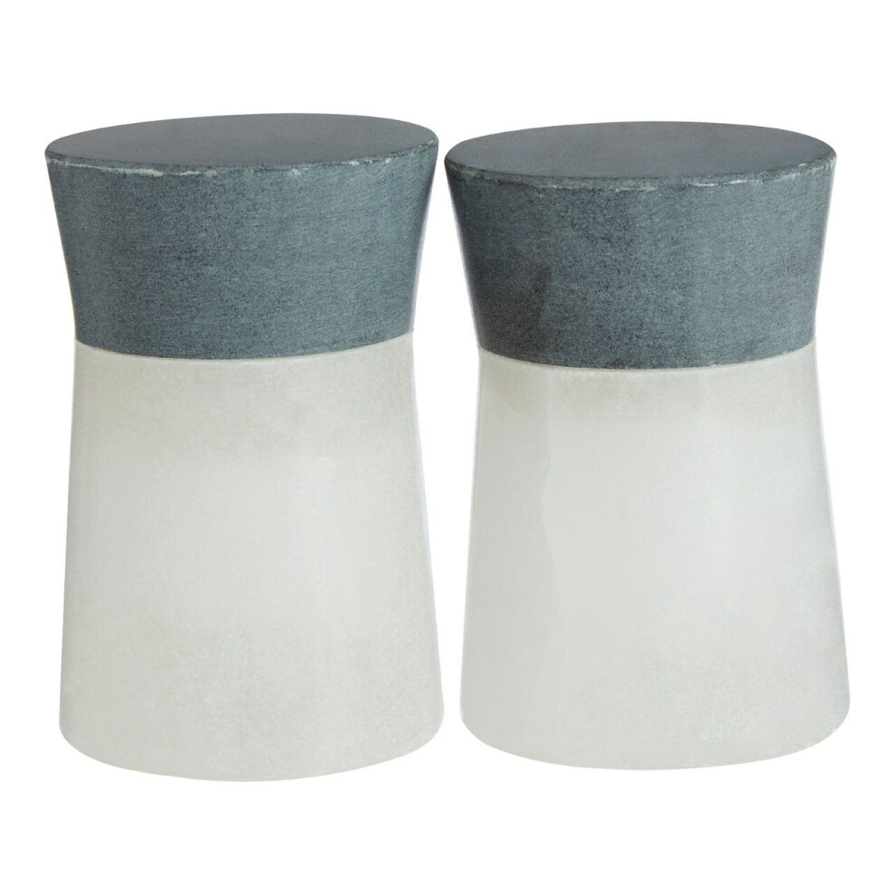 Premier Housewares White and Grey Salt and Pepper Shaker Set/ Coordinating Colors/Made From Soapstone / Adds a Visual Aesthetic Shakers 5 x 8 x 5