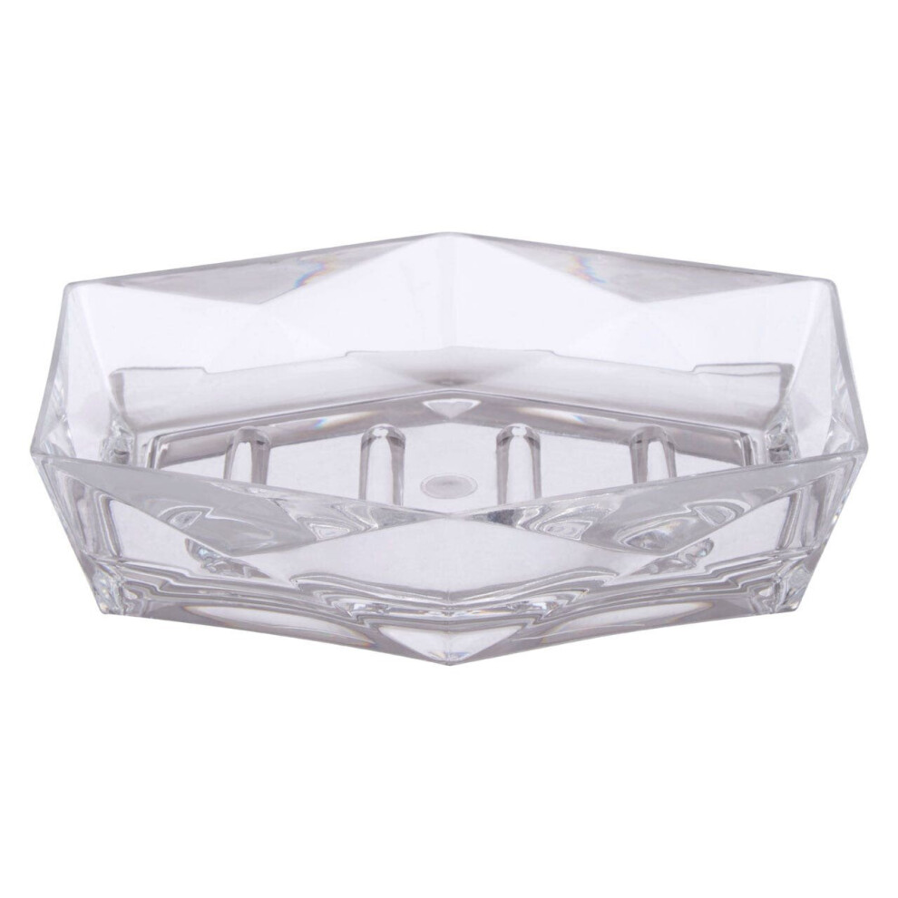 Premier Housewares Soap Dish Durable Dishes For Bathroom Clear Acrylic Dish With 3D Design Soaps Tray / Trays 12 X 4 X 15