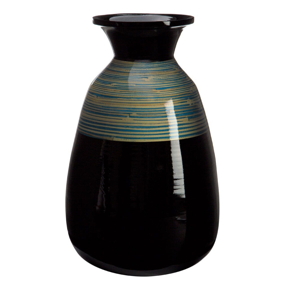 Premier Housewares Decorative Vase/ Accentuated With And Tones/ Made From Bamboo Wood / Luxurious Furniture Item 27 X 42 X 27 Black/Blue/Gold