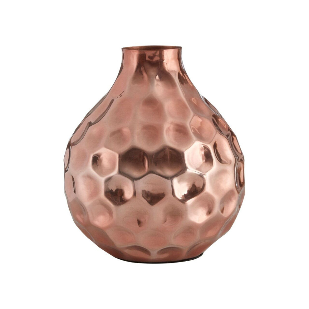Premier Housewares Copper Finish Decorative Vase/ Accentuated With Honey Comb Beaten Design Aluminum Vases For Decoration 25 X 30 X 25