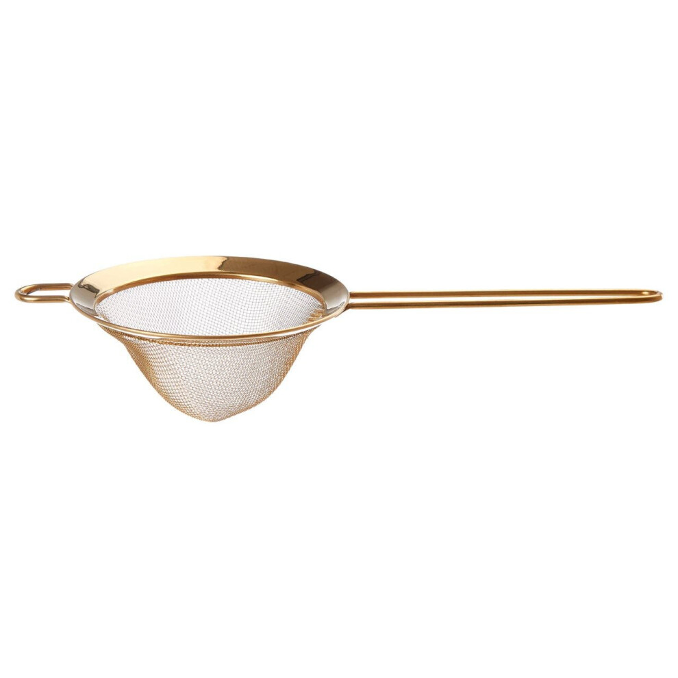Premier Housewares Finish Pointed Sieve Tea Strainer Sieve Fine Mesh Kitchen Flour Metal 14 X 8 X 33 Gold