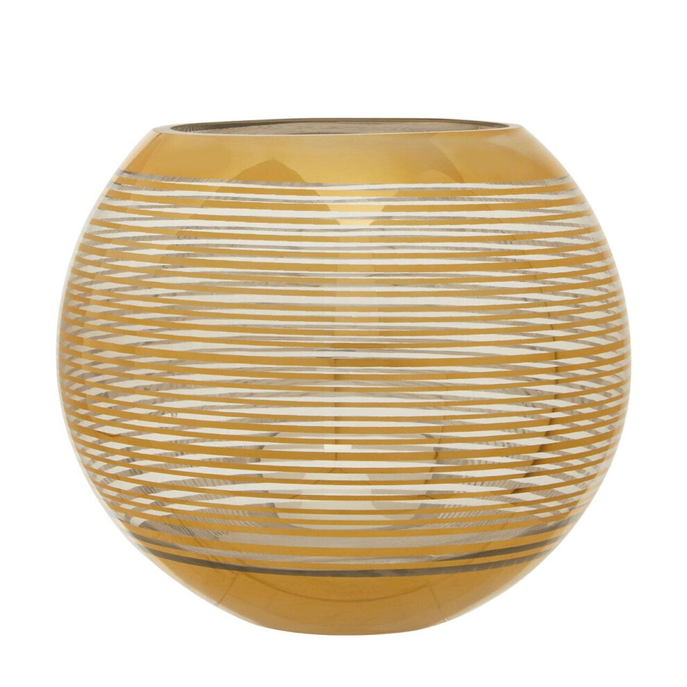 Premier Housewares Finish Decorative Vase/ Accentuated With Stripe Design And Contrasting Rim / Glass Vases For Decoration 25 X 20 X 25 Gold
