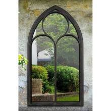 Large Garden Wall Mirror Black Rustic Garden Outdoor 3ft8 x 2ft 112cm x 61cm