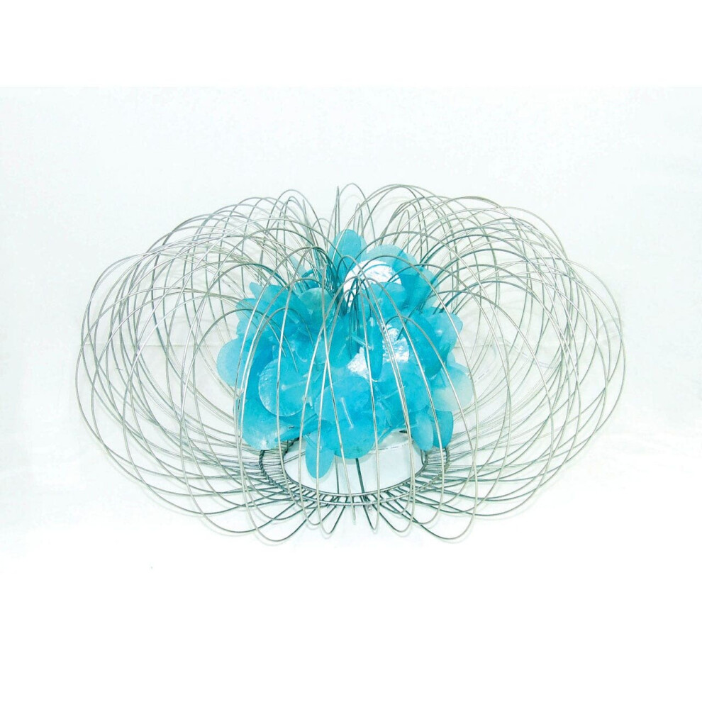 Premier Housewares Silver Wire Blue Table Lamp