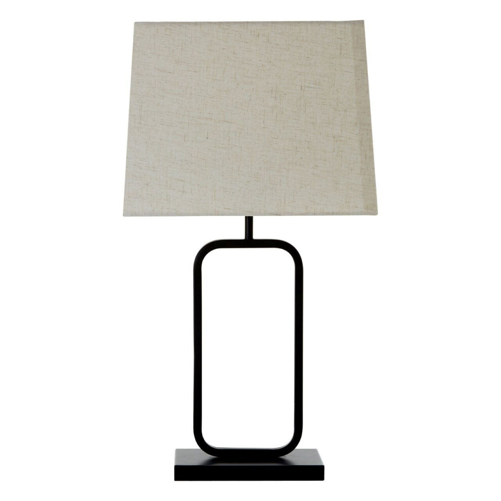 Premier Housewares Sleek Natural And Table Lamp, Contemporary Bedside Table Sleek Table For Livingroom Black/Light