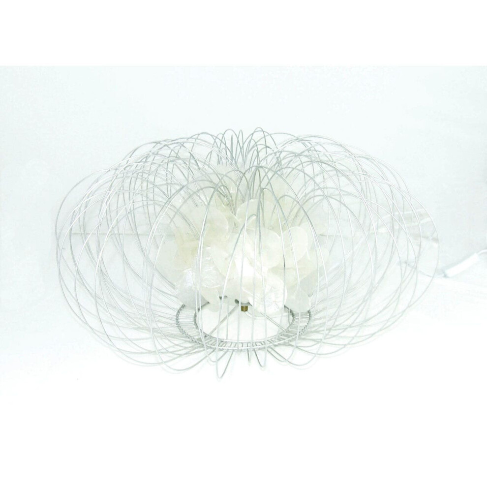 Premier Housewares Silver Wire White Table Lamp