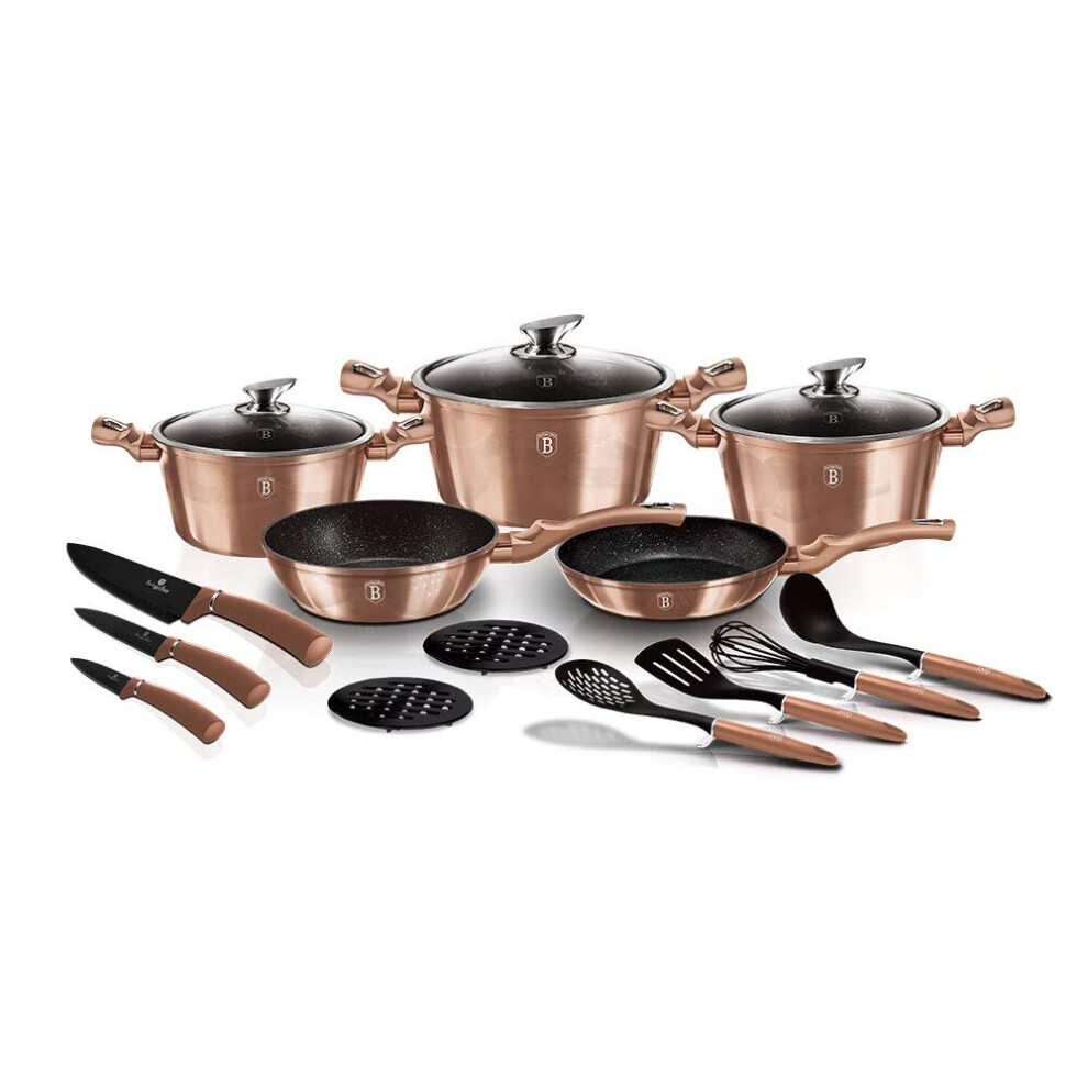 (Rose Gold) Berlinger Haus 17 Pcs Cookware Set