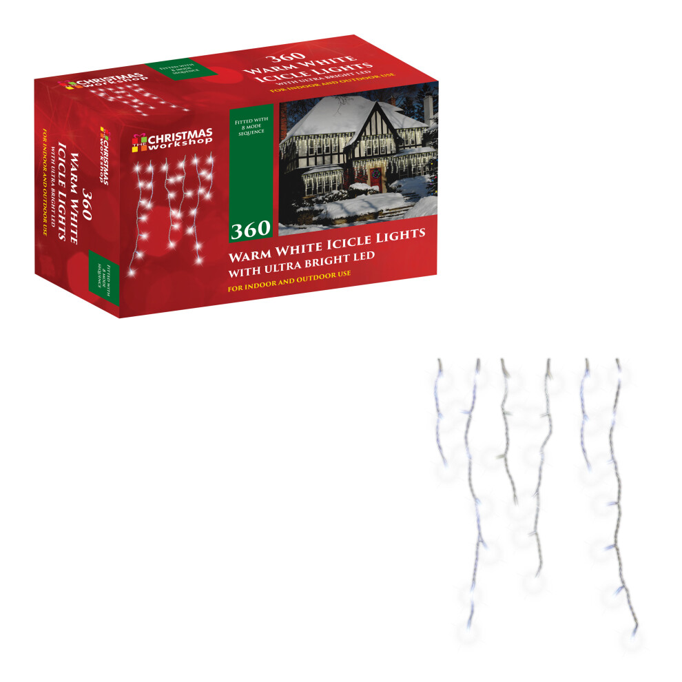 The Christmas Workshop 70599 360 Warm White Icicle LED Christmas Lights
