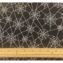 Fat Quarter Spooky Halloween Creepin' It Real Spider Webs Black 100% Cotton Quilting Fabric