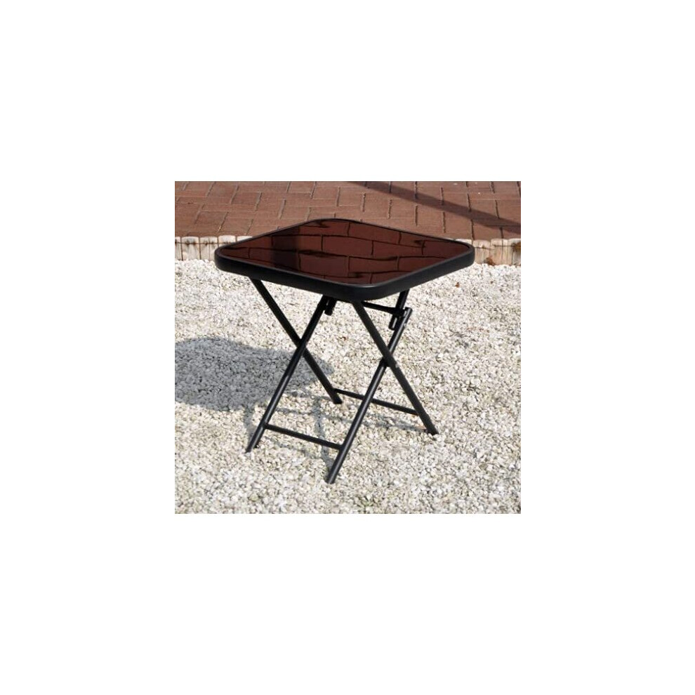 Small Foldable Occasional Drinks Table, Glass Top Bistro Table