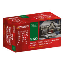 The Christmas Workshop 79040 960 Icicle LED Outdoor Christmas Lights - 22.9m, 960 Bright White LEDs, 8 Modes, Indoor/Outdoor
