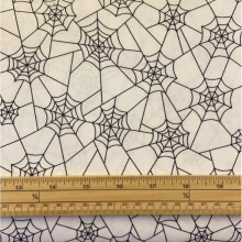 Fat Quarter Spooky Halloween Creepin' It Real Spider Webs White 100% Cotton Quilting Fabric