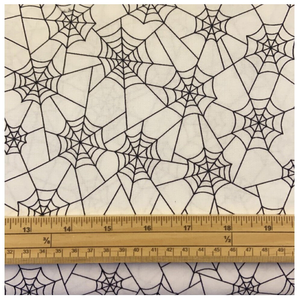 Michael Miller Fabrics Fat Quarter Spooky Halloween Creepin' It Real Spider Webs 100% Cotton Quilting Fabric White