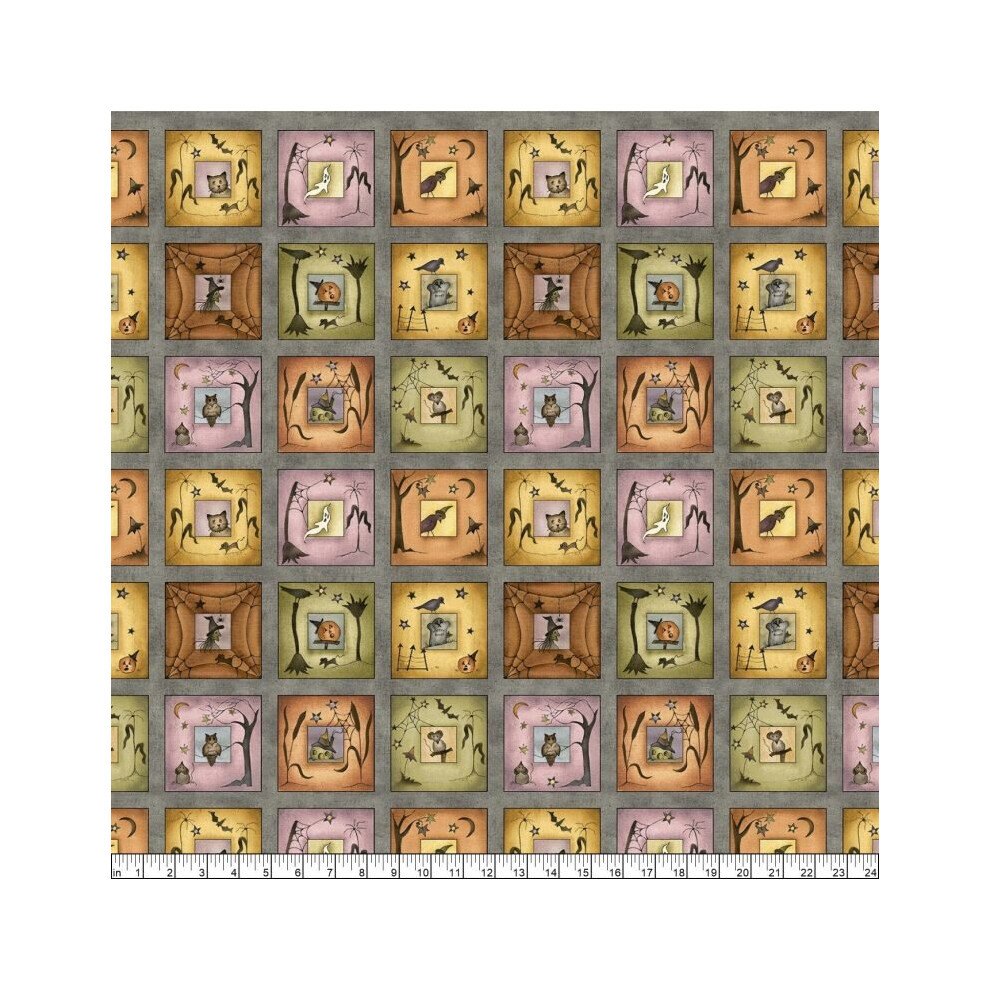 Halloween The Neighborhood Spooky Panels Quilting Fabric 72 Squares