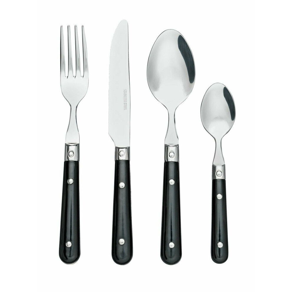 Home 16 Piece Bistro Cutlery Set - Black