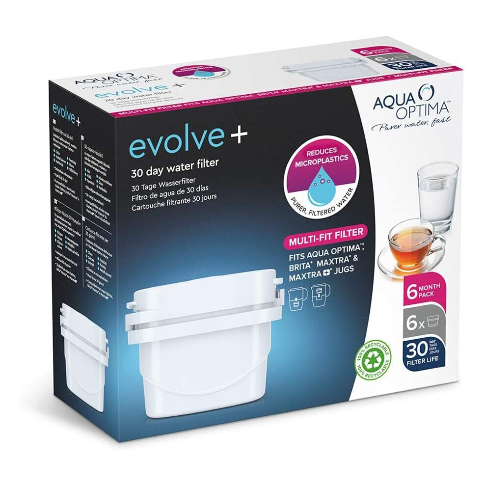 Aqua Optima 6 pack EPS612 Evolve+ 30 Day Water Filter Cartridge,  (up to 6 months supply)