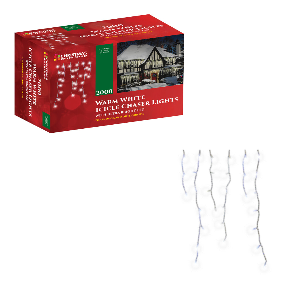The Christmas Workshop 70679 2000 Warm White LED Icicle Chaser Lights