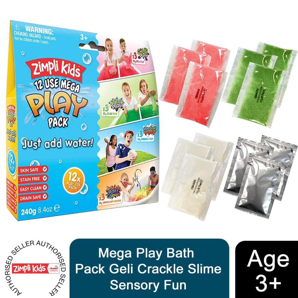 Zimpli Kids Mega Play Bath Pack Geli Crackle Slime Sensory Fun