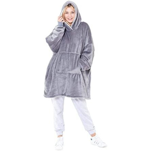 Ladies Soft Warm Cosy Snuggle Sherpa Fleece Hoodie Loungewear Oversized  Blanket